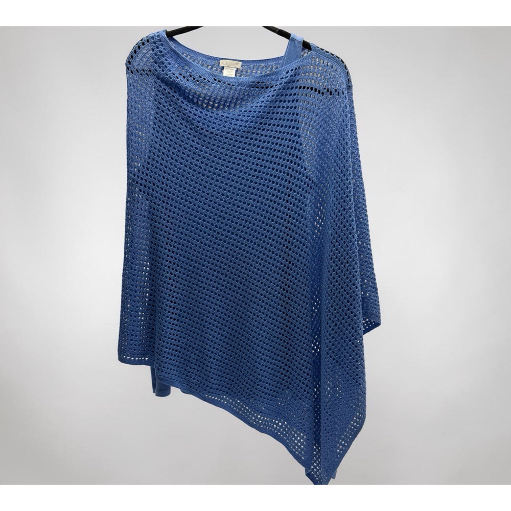 Boho Layered Set OS J Jill Poncho + Loft Blue Long Perfect Tank Top Large